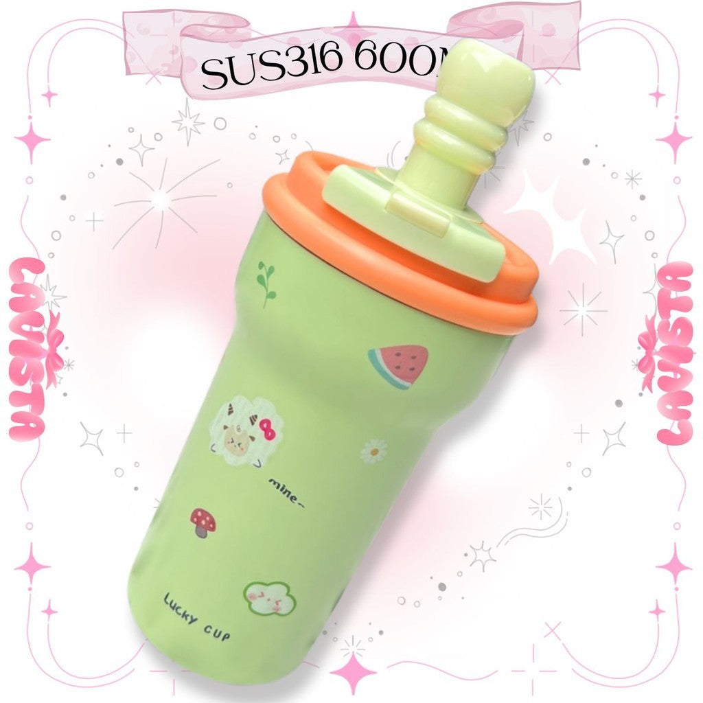 แก้วเก็บความเย็นLUCKY CUP "ซับเซรามิก" ความจุ600ML.
