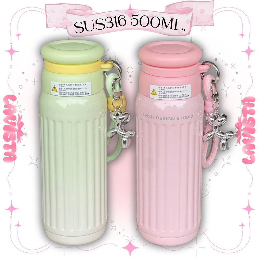 ขวดเก็บความเย็น"สีกลิตเตอร์" สแตนเลส316 530ML.