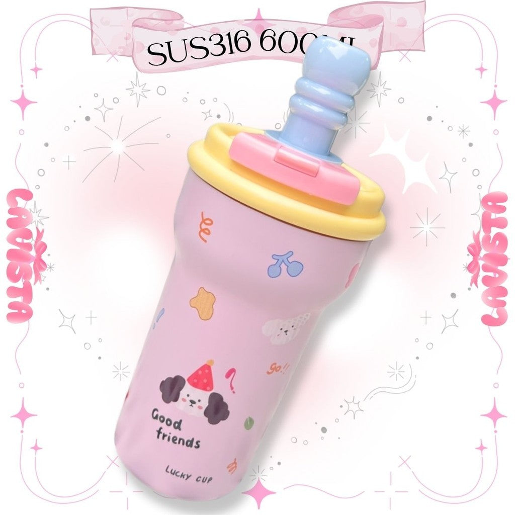 แก้วเก็บความเย็นLUCKY CUP "ซับเซรามิก" ความจุ600ML.