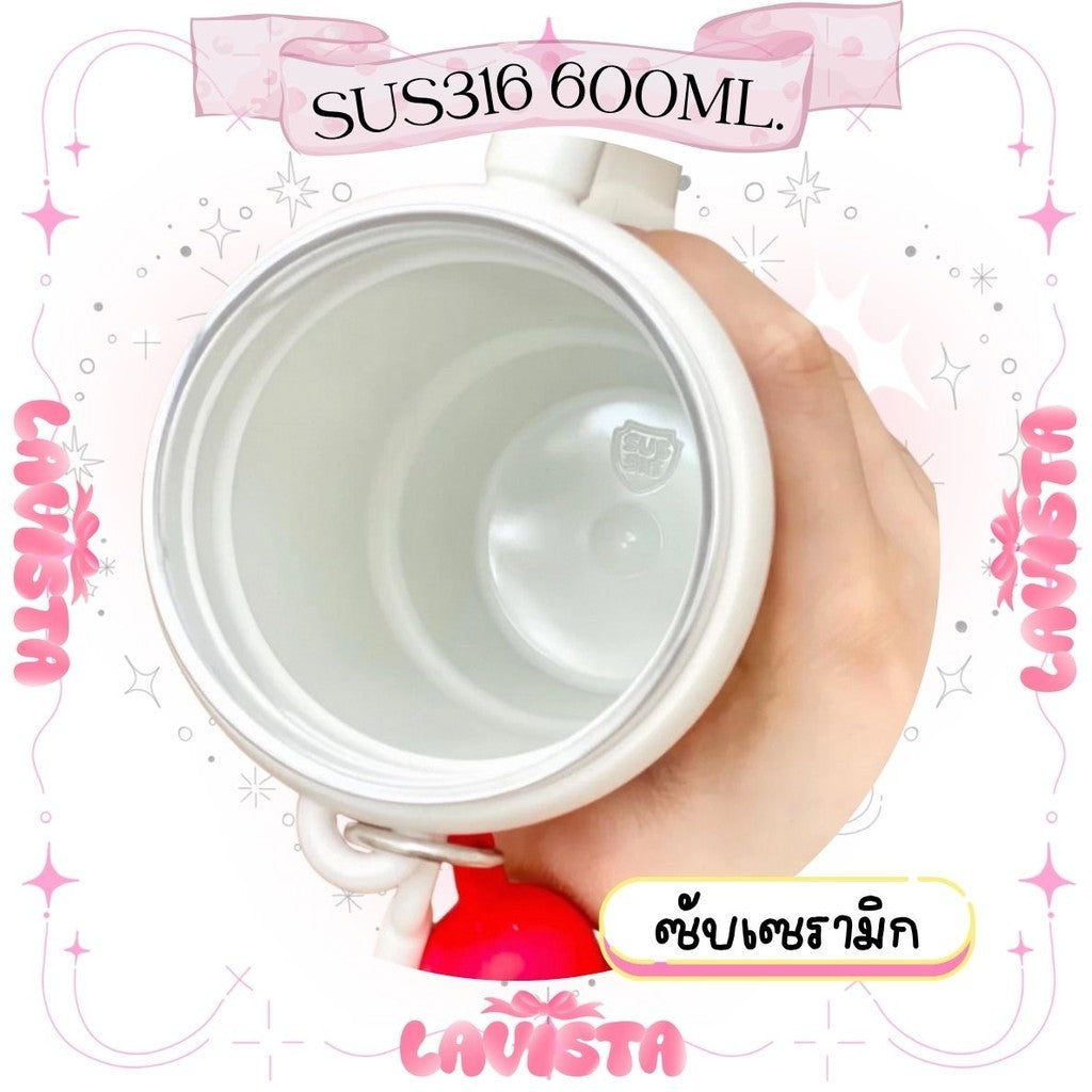 แก้วเก็บความเย็น"ซับเซรามิก"ลายน้องหมาสุดcute 600ml.