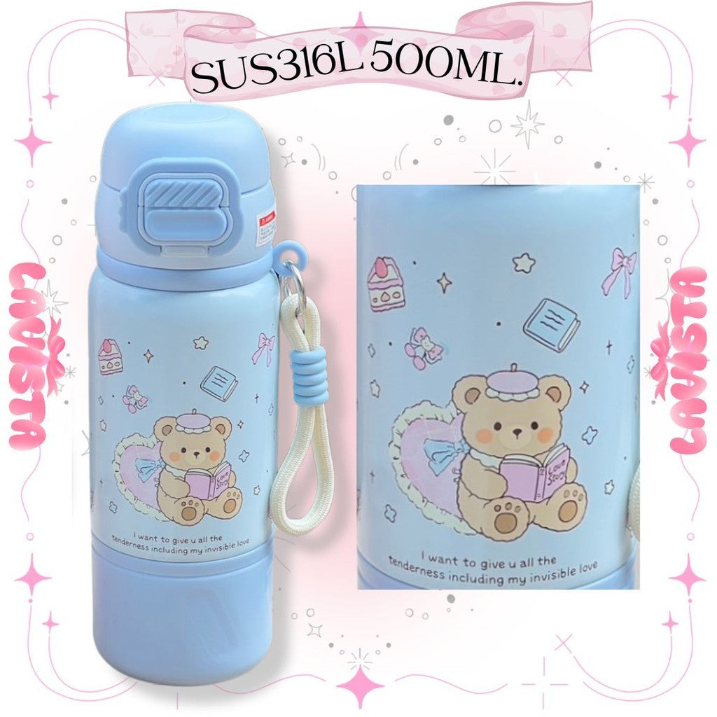 กระติกน้ำเก็บความเย็นลายน่ารัก สแตนเลส316L 500มล.