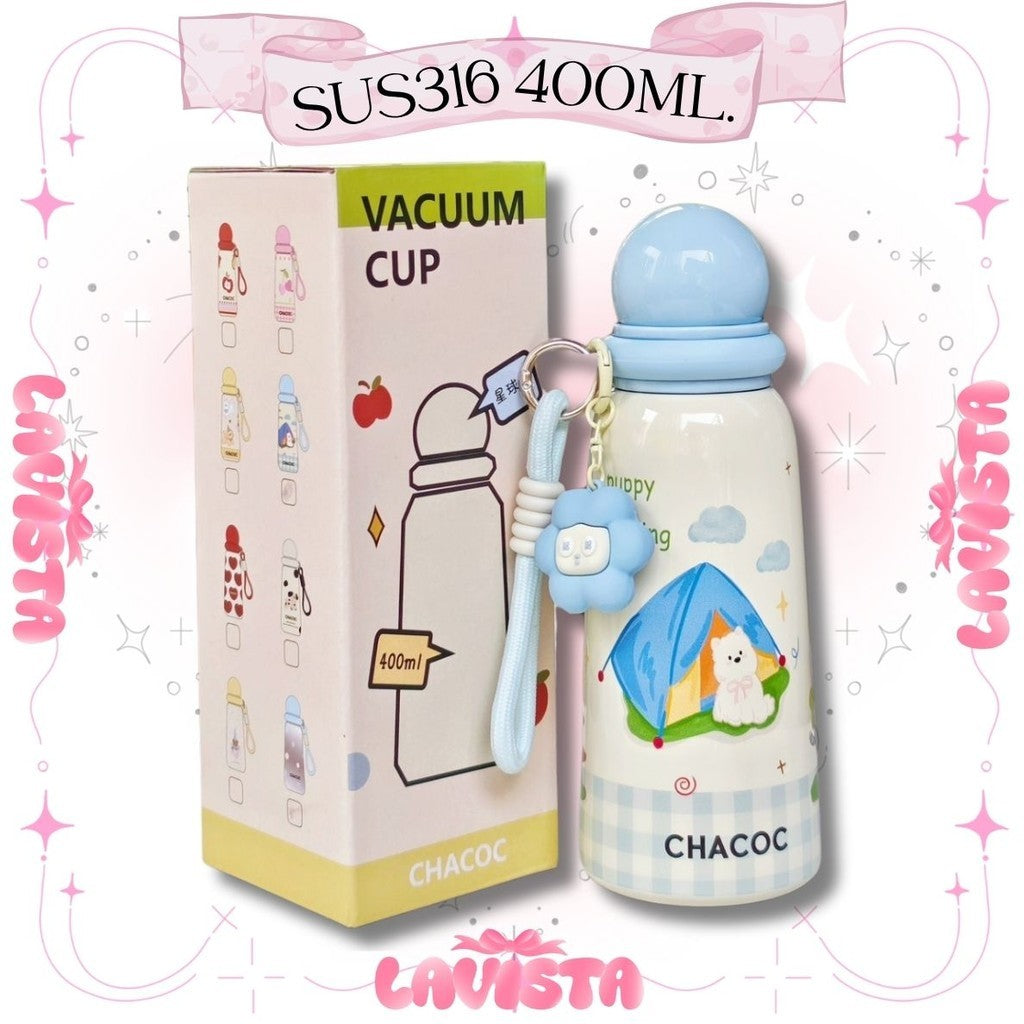ขวดน้ำเก็บความเย็นCHACOCพร้อมพวงกุญแจ SUS316  400ML.