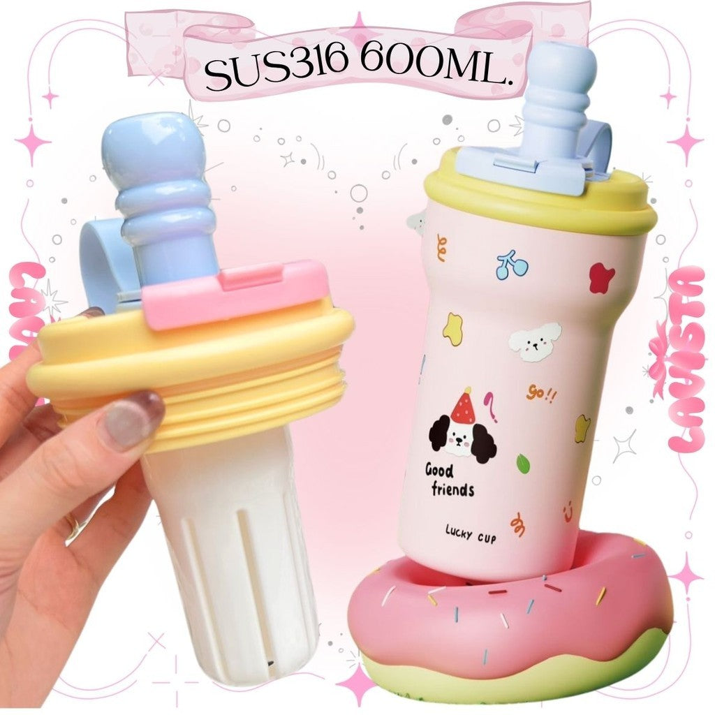 แก้วเก็บความเย็นLUCKY CUP "ซับเซรามิก" ความจุ600ML.