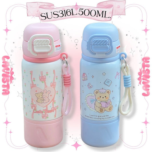 กระติกน้ำเก็บความเย็นลายน่ารัก สแตนเลส316L 500มล.