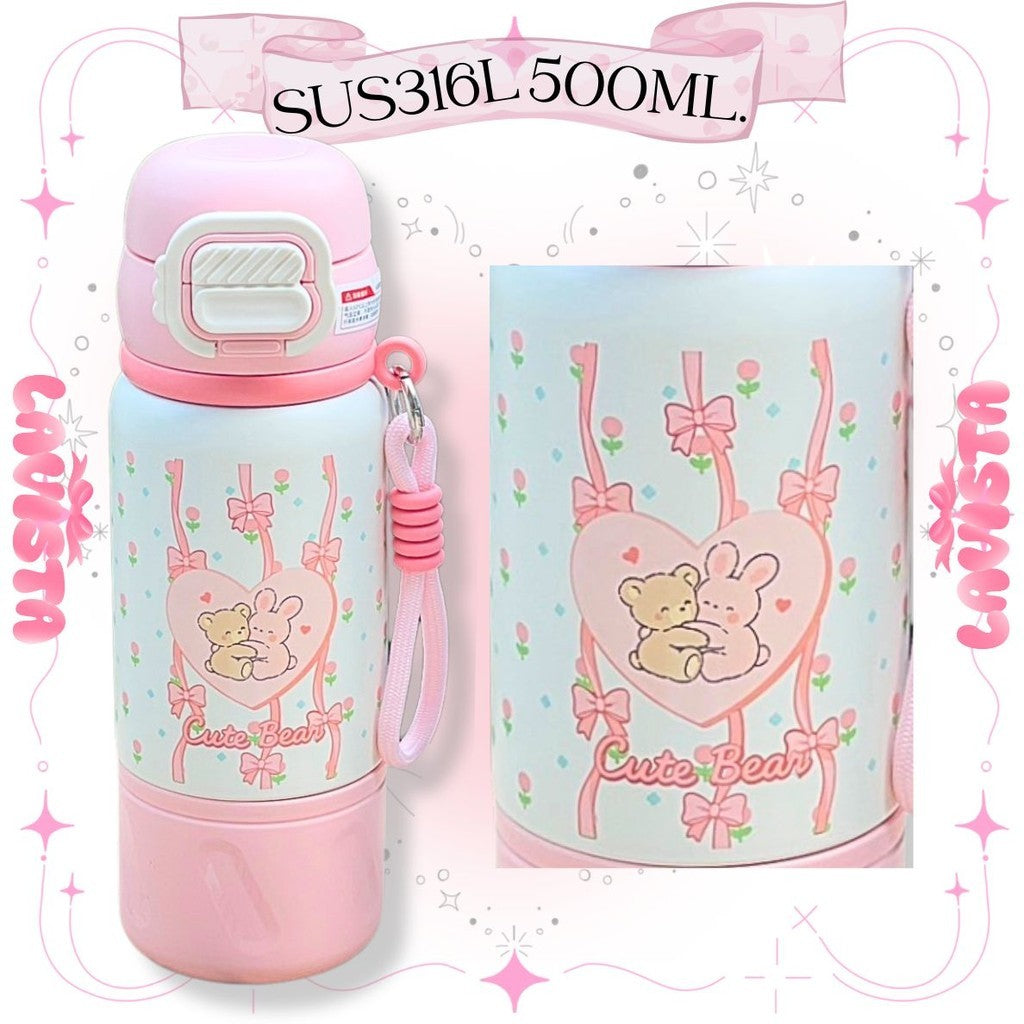 กระติกน้ำเก็บความเย็นลายน่ารัก สแตนเลส316L 500มล.