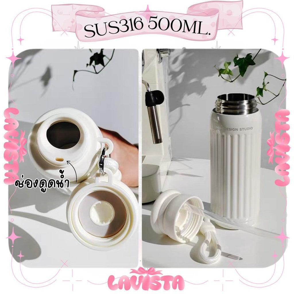ขวดเก็บความเย็น"สีกลิตเตอร์" สแตนเลส316 530ML.