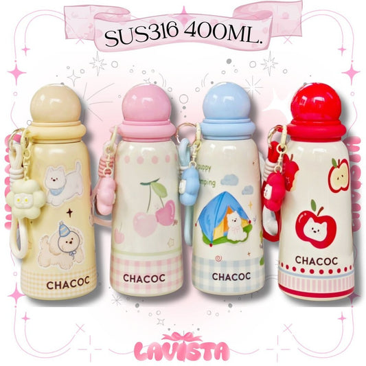 ขวดน้ำเก็บความเย็นCHACOCพร้อมพวงกุญแจ SUS316  400ML.