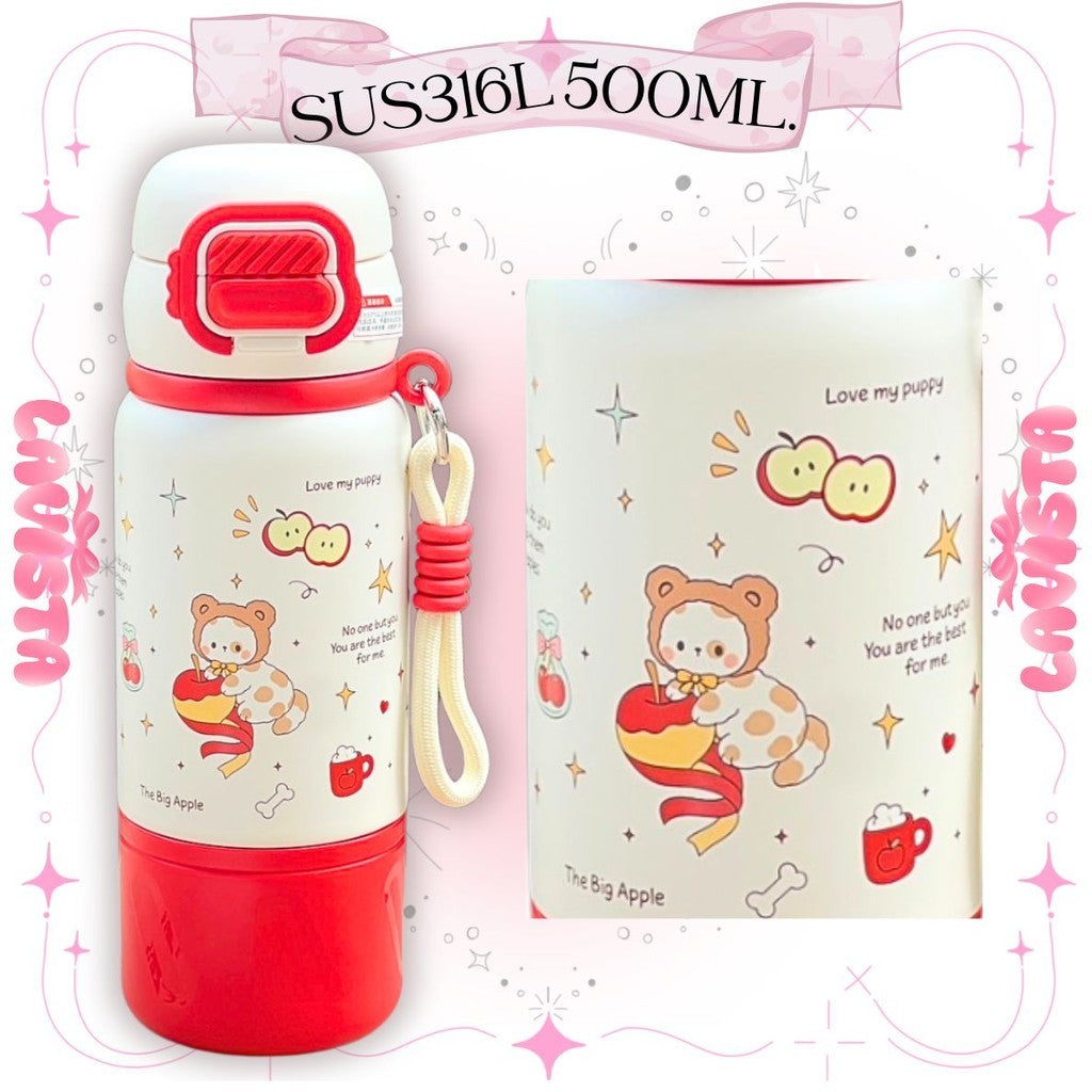 กระติกน้ำเก็บความเย็นลายน่ารัก สแตนเลส316L 500มล.