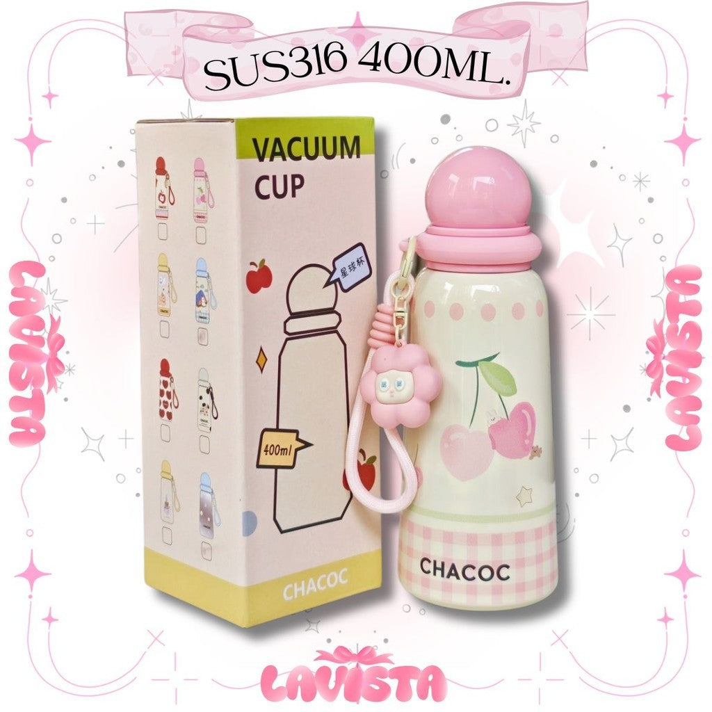 ขวดน้ำเก็บความเย็นCHACOCพร้อมพวงกุญแจ SUS316  400ML.