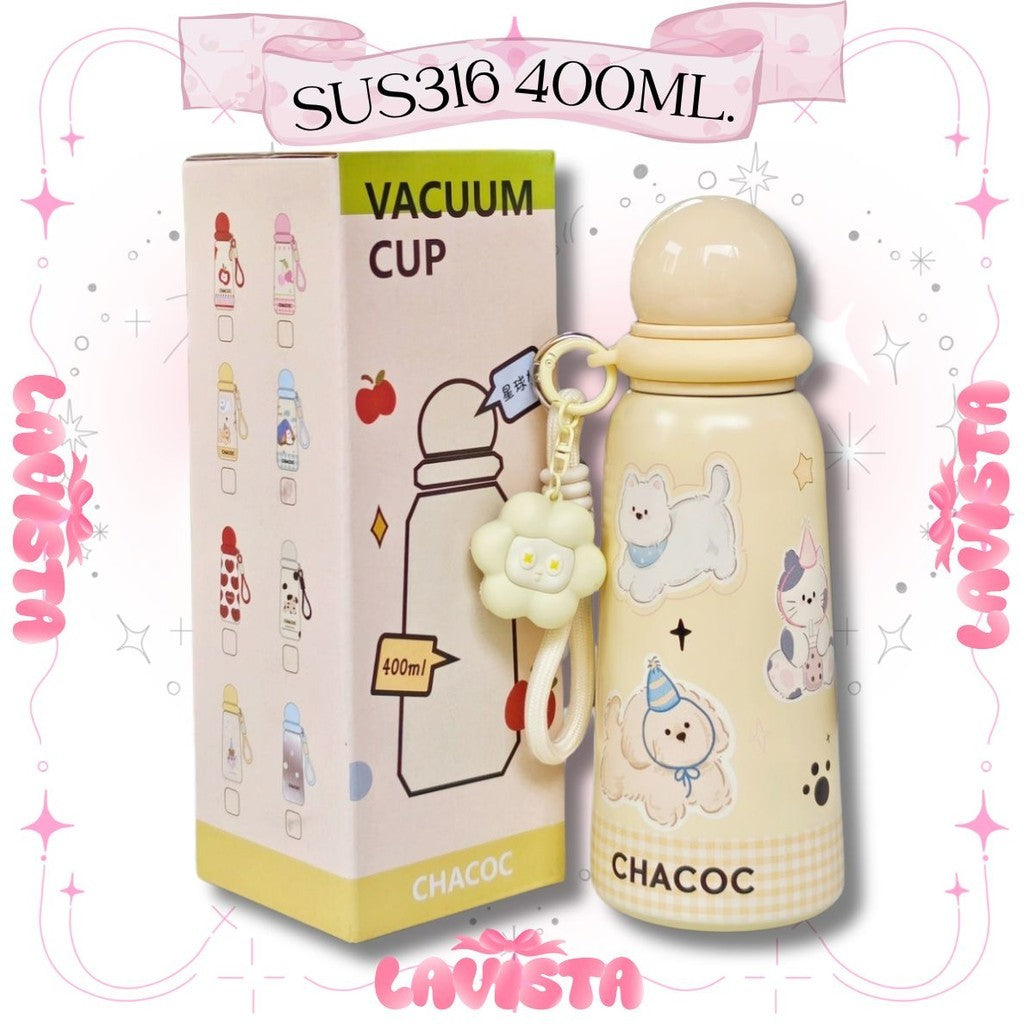 ขวดน้ำเก็บความเย็นCHACOCพร้อมพวงกุญแจ SUS316  400ML.