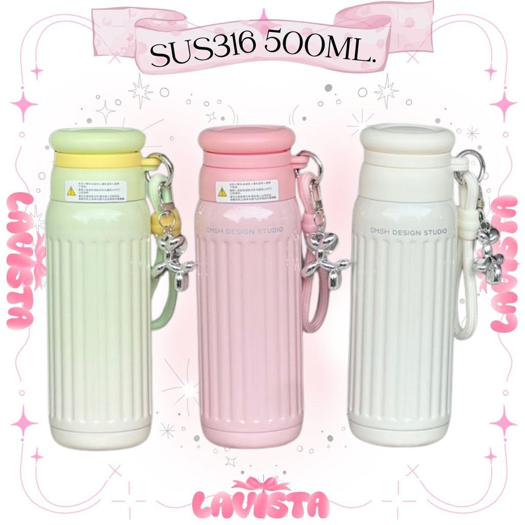 ขวดเก็บความเย็น"สีกลิตเตอร์" สแตนเลส316 530ML.