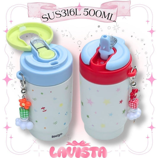 Bociya. แก้วน้ำเก็บความเย็นสแตนเลส316L 500ML. พร้อมพวงกุญแจ
