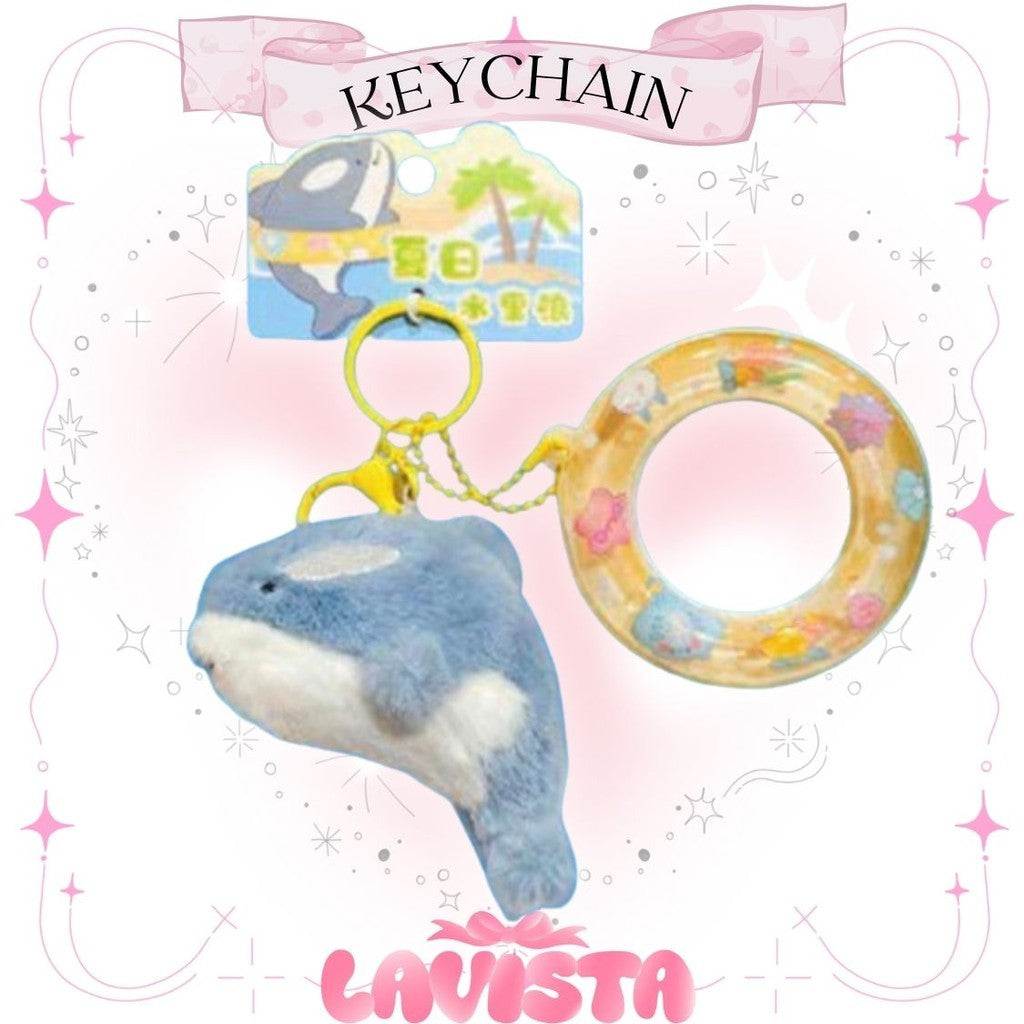 Dolls wearing inner tube keychains