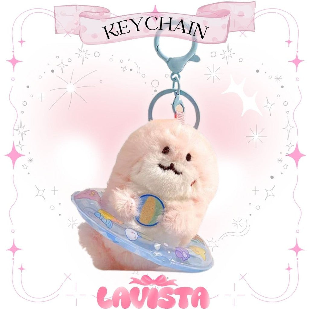 Dolls wearing inner tube keychains
