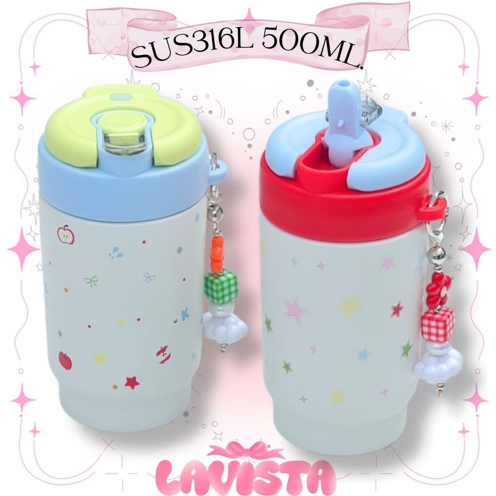 Bociya. แก้วน้ำเก็บความเย็นสแตนเลส316L 500ML. พร้อมพวงกุญแจ