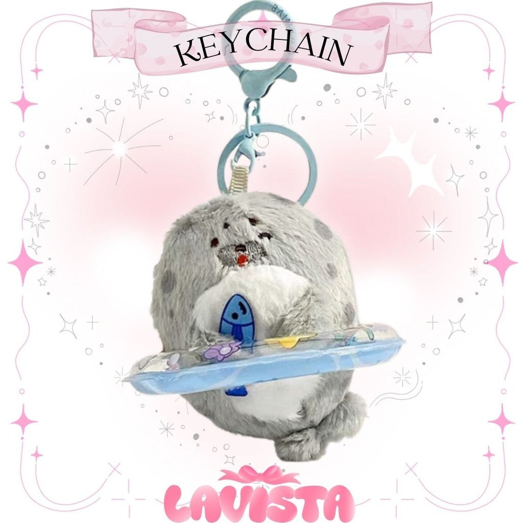 Dolls wearing inner tube keychains