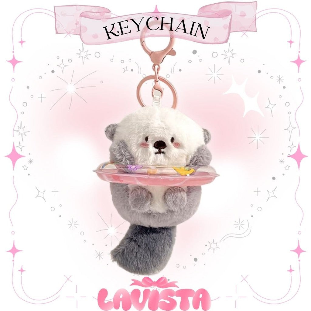 Dolls wearing inner tube keychains